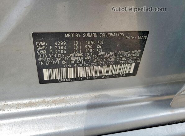 4S3GTAJ62K3716155 2019 SUBARU IMPREZA Silver Շարժիչի բաժամունքի տեսք