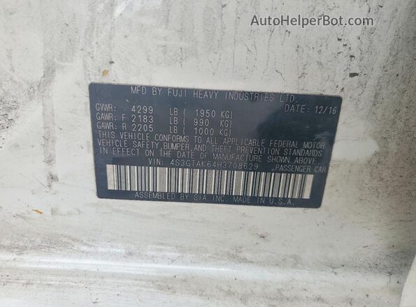 4S3GTAK64H3708629 2017 SUBARU IMPREZA White Սալոնի 360 աստիճան տեսք