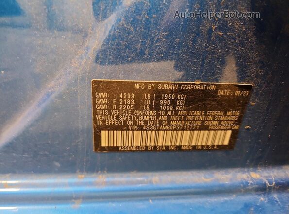 4S3GTAM60P3712771 2023 SUBARU IMPREZA Blue 