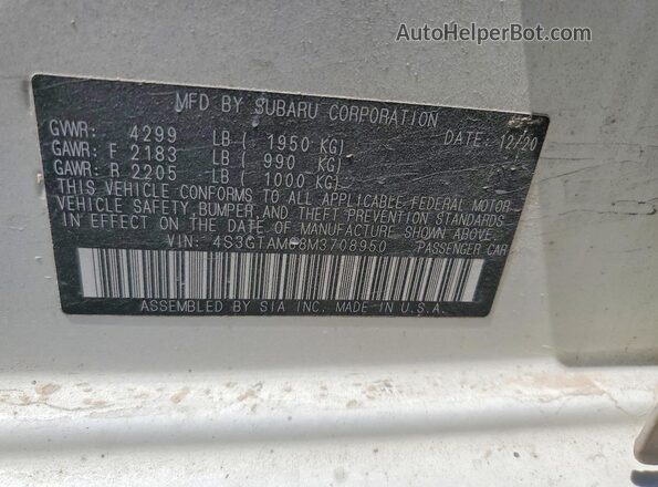 4S3GTAM68M3708950 2021 SUBARU IMPREZA White Engine compartment view