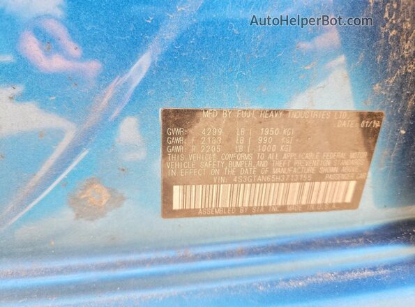 4S3GTAN65H3713155 2017 SUBARU IMPREZA Blue ძრავის განყოფილების ხედი