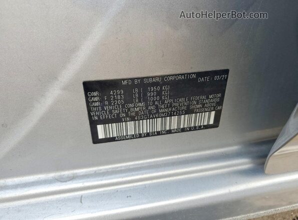 4S3GTAV60M3714255 2021 SUBARU IMPREZA Silver Вид наклейки з VIN-кодом