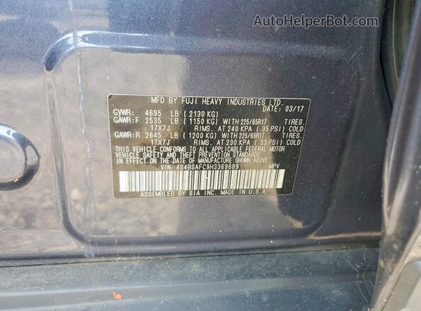 4S4BSAFC9H3369889 2017 SUBARU OUTBACK Gray Vista del compartimento del motor
