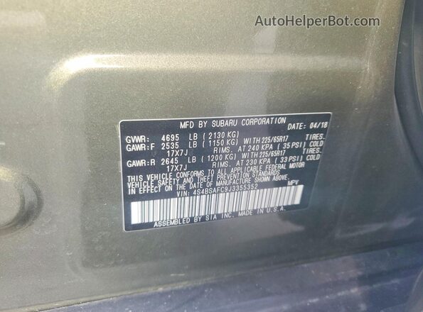 4S4BSAFC9J3355352 2018 SUBARU OUTBACK Green Widok komory silnika