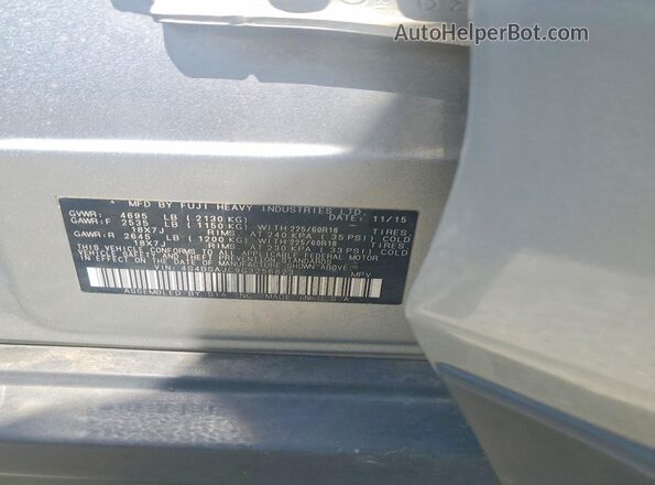 4S4BSAJC9G3256823 2016 SUBARU OUTBACK Серебряный Вид подкапотного пространства