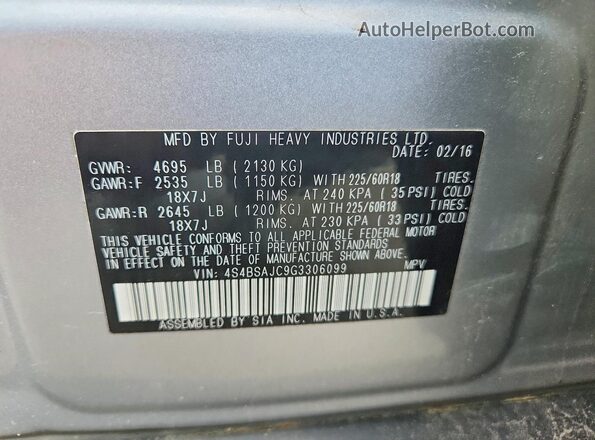4S4BSAJC9G3306099 2016 SUBARU OUTBACK Silver Շարժիչի բաժամունքի տեսք