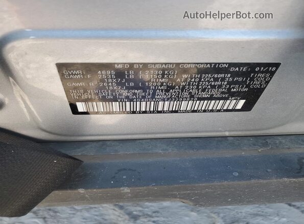 4S4BSANC1J3299828 2018 SUBARU OUTBACK Серебряный Вид подкапотного пространства