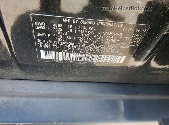 4S4BSANC2H3431196 2017 SUBARU OUTBACK Black Вид підкапотного простору