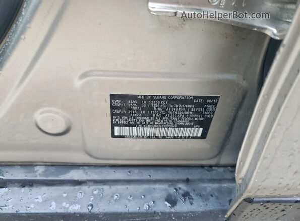 4S4BSANC6J3222940 2018 SUBARU OUTBACK Бежевый Вид наклейки с VIN-кодом