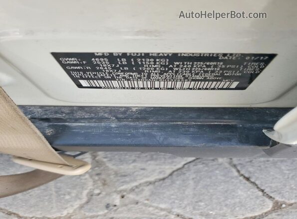 4S4BSANC8H3326582 2017 SUBARU OUTBACK White VIN կոդի պիտակի տեսք