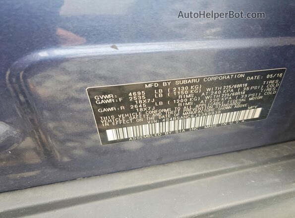 4S4BSANC8J3369938 2018 SUBARU OUTBACK Blue Engine compartment view
