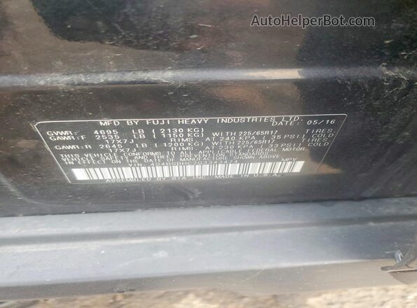 4S4BSBHC2G3343474 2016 SUBARU OUTBACK Черный Вид наклейки с VIN-кодом