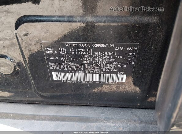 4S4BSEJC5K3320226 2019 SUBARU OUTBACK Black Widok komory silnika