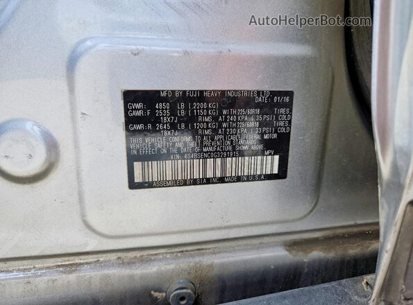 4S4BSENC0G3291915 2016 SUBARU OUTBACK Silver Շարժիչի բաժամունքի տեսք