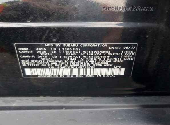 4S4BSENC7J3220783 2018 SUBARU OUTBACK Black Vista del compartimento del motor