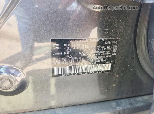 4S4BTAAC4M3163653 2021 SUBARU OUTBACK Gray Vista del compartimento del motor