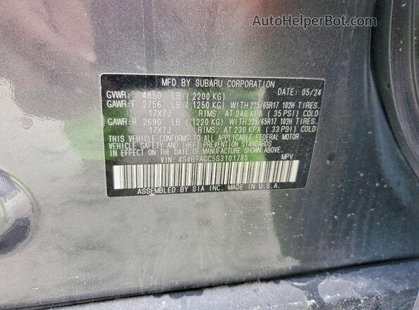 4S4BTACC5S3101785 2025 SUBARU OUTBACK Gray VIN sticker view