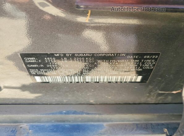 4S4BTADC0R3164057 2024 SUBARU OUTBACK Угольный Вид наклейки с VIN-кодом