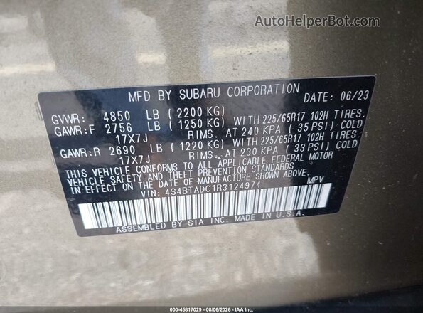 4S4BTADC1R3124974 2024 SUBARU OUTBACK Green Вид підкапотного простору
