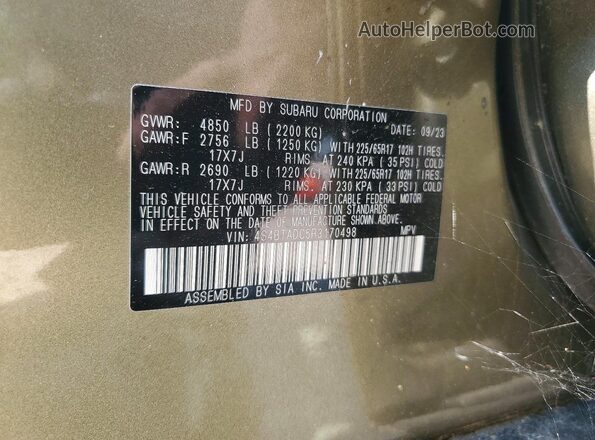 4S4BTADC5R3170498 2024 SUBARU OUTBACK Green Вид наклейки з VIN-кодом