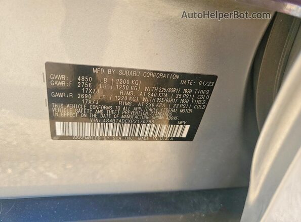 4S4BTADCXP3170798 2023 SUBARU OUTBACK Silver ძრავის განყოფილების ხედი