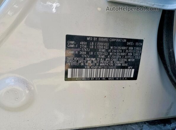4S4BTAFC1S3199032 2025 SUBARU OUTBACK White Շարժիչի բաժամունքի տեսք