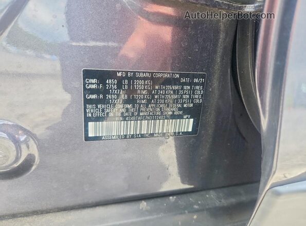 4S4BTAFC7N3112402 2022 SUBARU OUTBACK Gray ძრავის განყოფილების ხედი