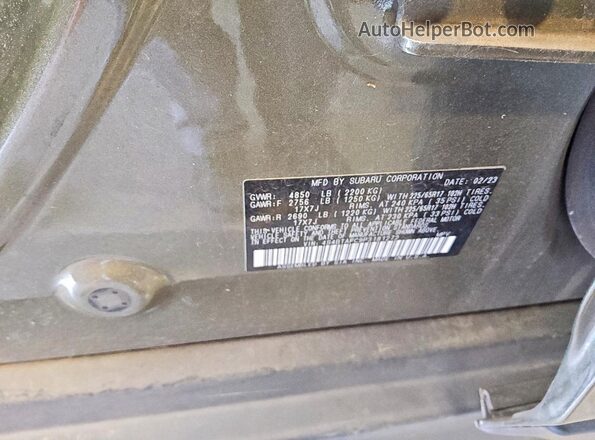 4S4BTAFC9P3181272 2023 SUBARU OUTBACK Green VIN կոդի պիտակի տեսք