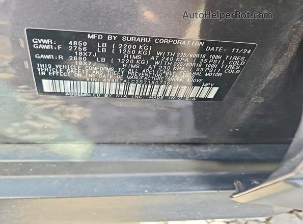 4S4BTALC2S3180736 2025 SUBARU OUTBACK Gray Widok wnętrza 360 stopni