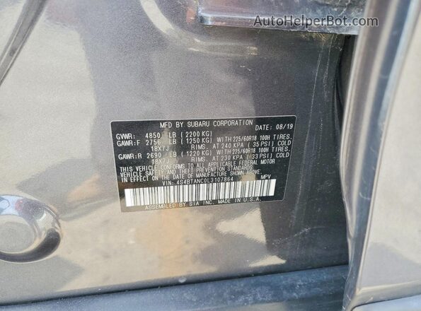 4S4BTANC0L3107864 2020 SUBARU OUTBACK Gray ძრავის განყოფილების ხედი