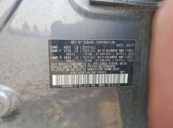 4S4BTANC0M3198443 2021 SUBARU OUTBACK Two Tone Engine compartment view