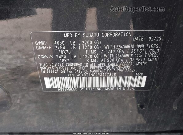 4S4BTANC1P3177878 2023 SUBARU OUTBACK Black Շարժիչի բաժամունքի տեսք