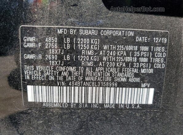 4S4BTANC8L3158996 2020 SUBARU OUTBACK Black Vista del compartimento del motor