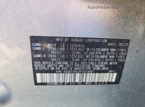 4S4BTANCXP3204687 2023 SUBARU OUTBACK Silver Engine compartment view