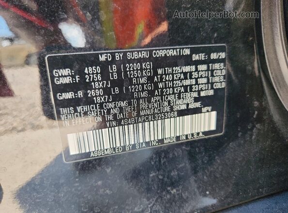4S4BTAPC8L3253068 2020 SUBARU OUTBACK Black Սալոնի 360 աստիճան տեսք