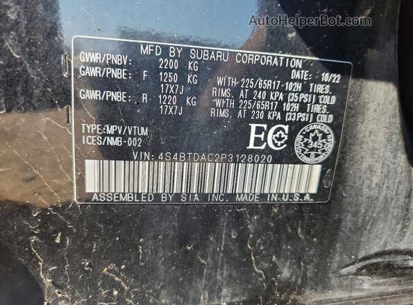 4S4BTDAC2P3128020 2023 SUBARU OUTBACK Black Вид підкапотного простору