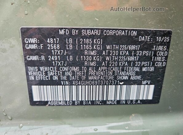 4S4GUHD69T3707371 2026 SUBARU CROSSTREK Green Սալոնի 360 աստիճան տեսք