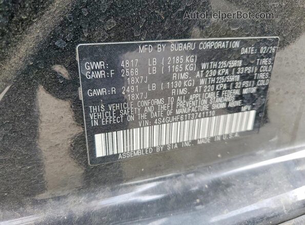4S4GUHF61T3741110 2026 SUBARU CROSSTREK Black ძრავის განყოფილების ხედი