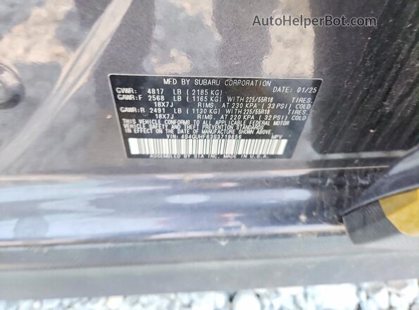 4S4GUHF63S3719656 2025 SUBARU CROSSTREK Gray Widok naklejki z numerem VIN