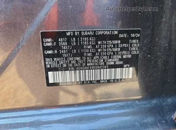 4S4GUHF69R3842341 2024 SUBARU CROSSTREK Charcoal Widok komory silnika