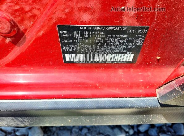 4S4GUHM61R3702707 2024 SUBARU CROSSTREK Red VIN კოდის სტიკერის ხედი