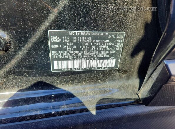 4S4GUHM61R3787872 2024 SUBARU CROSSTREK Black Вид підкапотного простору