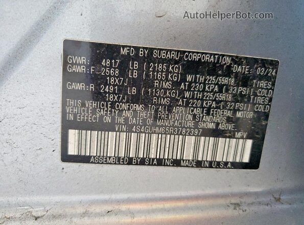 4S4GUHM65R3782397 2024 SUBARU CROSSTREK Silver Widok wnętrza 360 stopni