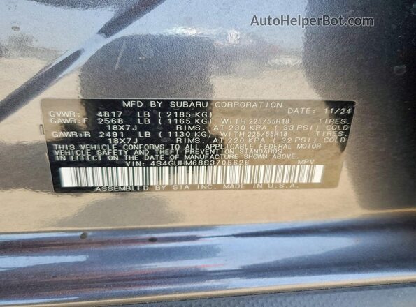 4S4GUHM68S3705626 2025 SUBARU CROSSTREK Silver ძრავის განყოფილების ხედი