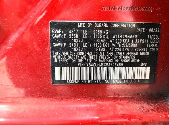 4S4GUHM6XR3716489 2024 SUBARU CROSSTREK Red Widok wnętrza 360 stopni