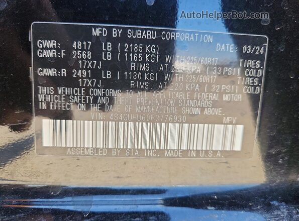 4S4GUHU60R3776930 2024 SUBARU CROSSTREK Black Vista del compartimento del motor