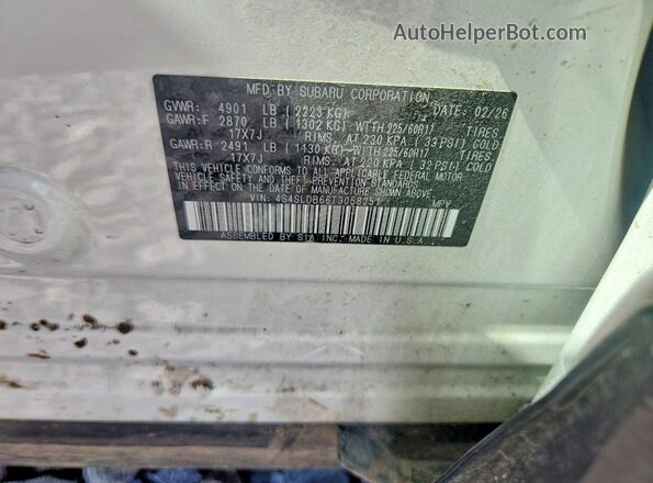 4S4SLDB66T3058251 2026 SUBARU FORESTER White VIN կոդի պիտակի տեսք