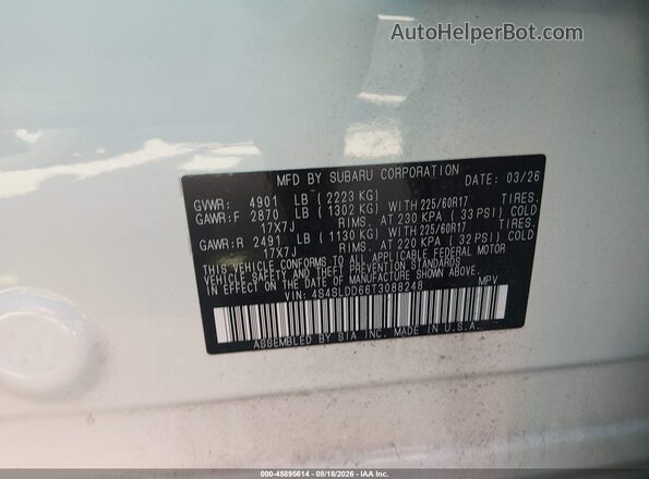 4S4SLDD66T3088248 2026 SUBARU FORESTER White Engine compartment view