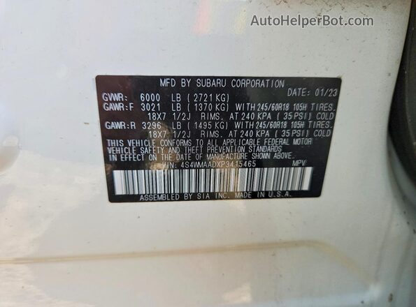 4S4WMAADXP3415465 2023 SUBARU ASCENT White სალონის 360-გრადუსიანი ხედი