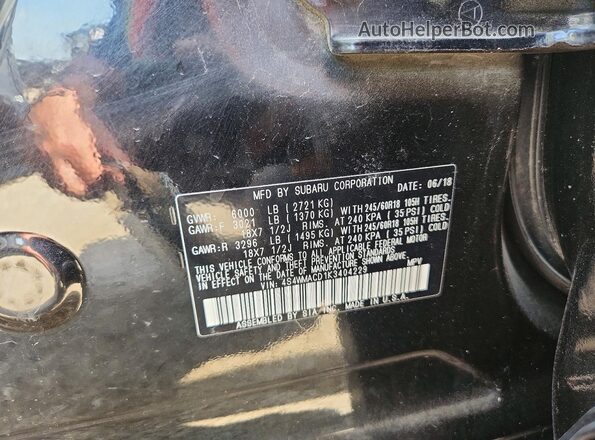4S4WMACD1K3404229 2019 SUBARU ASCENT Black ძრავის განყოფილების ხედი